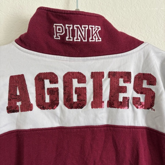 🏈 Victoria’s Secret Pink Texas A&M Aggies Football Sequin Sweater- size L - Picture 5 of 7